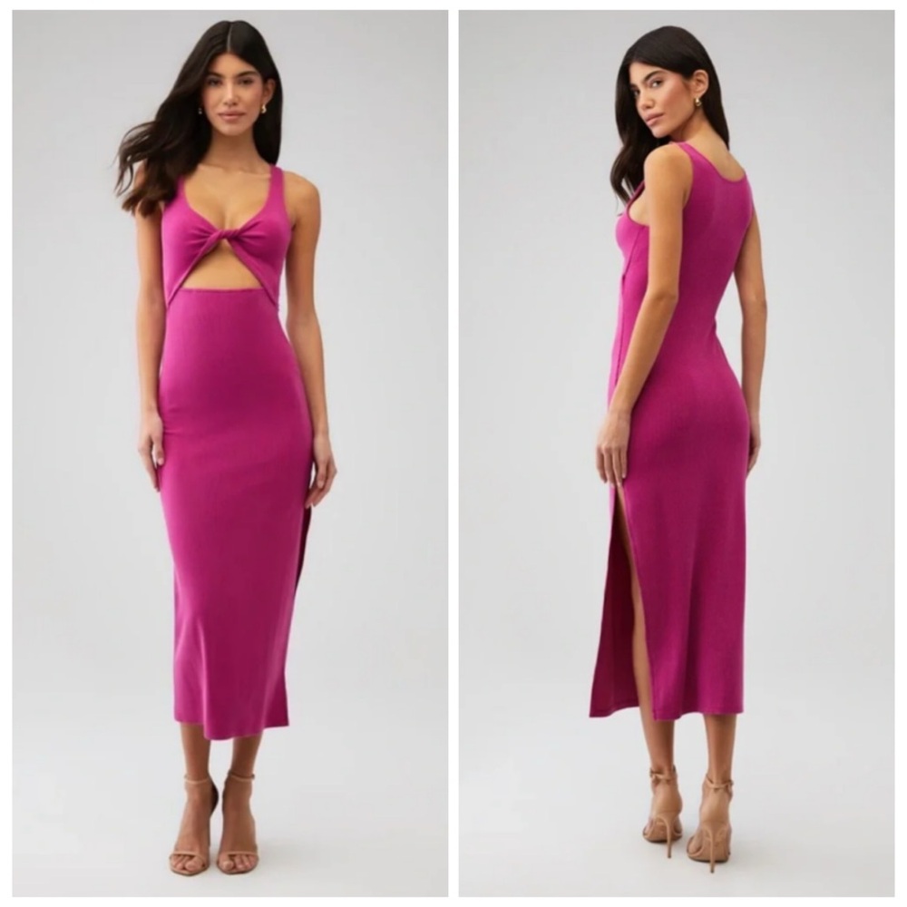 L*Space Bougainvillea Nico Dress Twist Maxi Pink Magenta M NWT
